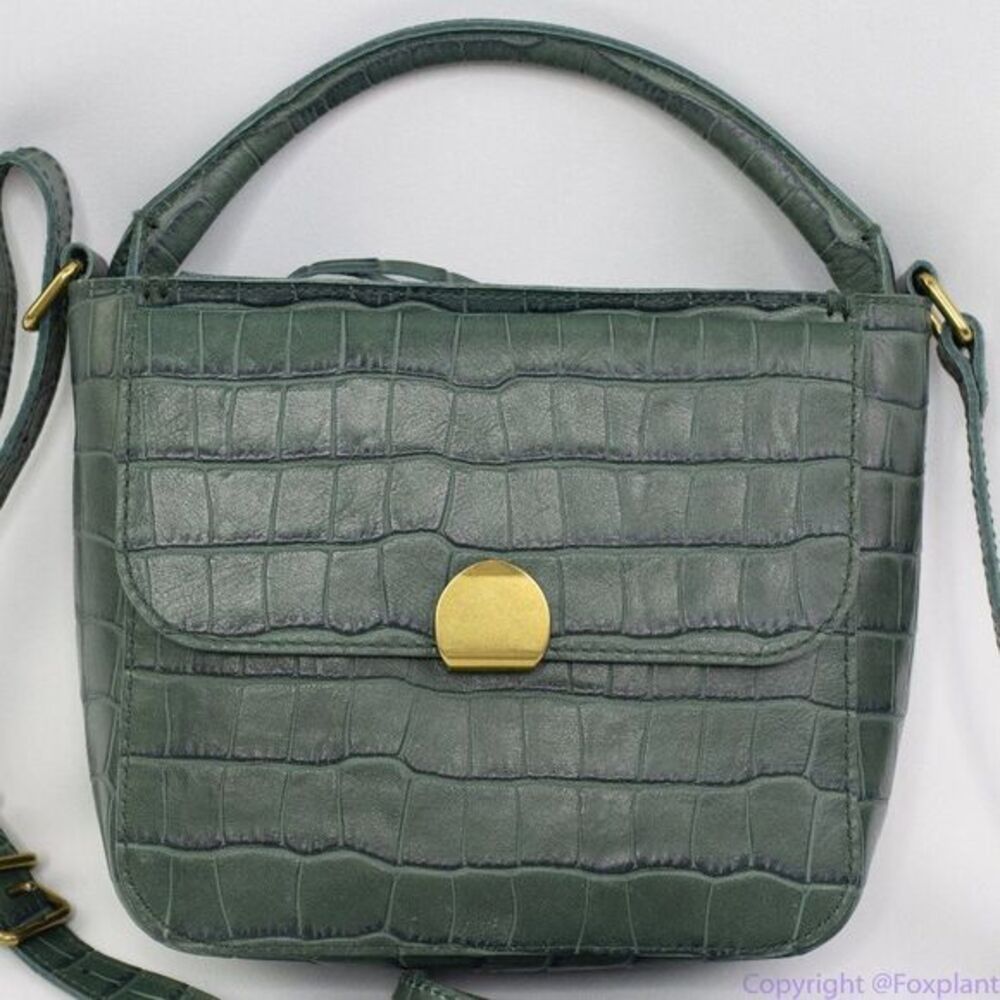 New! Madewell The Mini Abroad Crossbody Bag Croc Embossed Leather - Picture 3 of 16